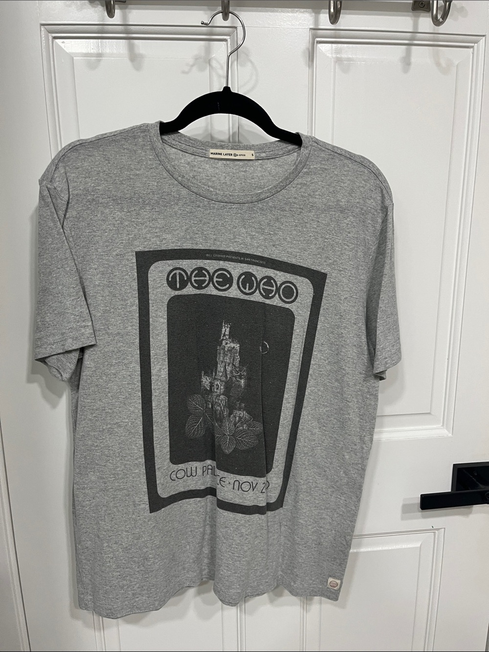 Marine Layer Gray Graphic Short Sleeve Tee with Black Print